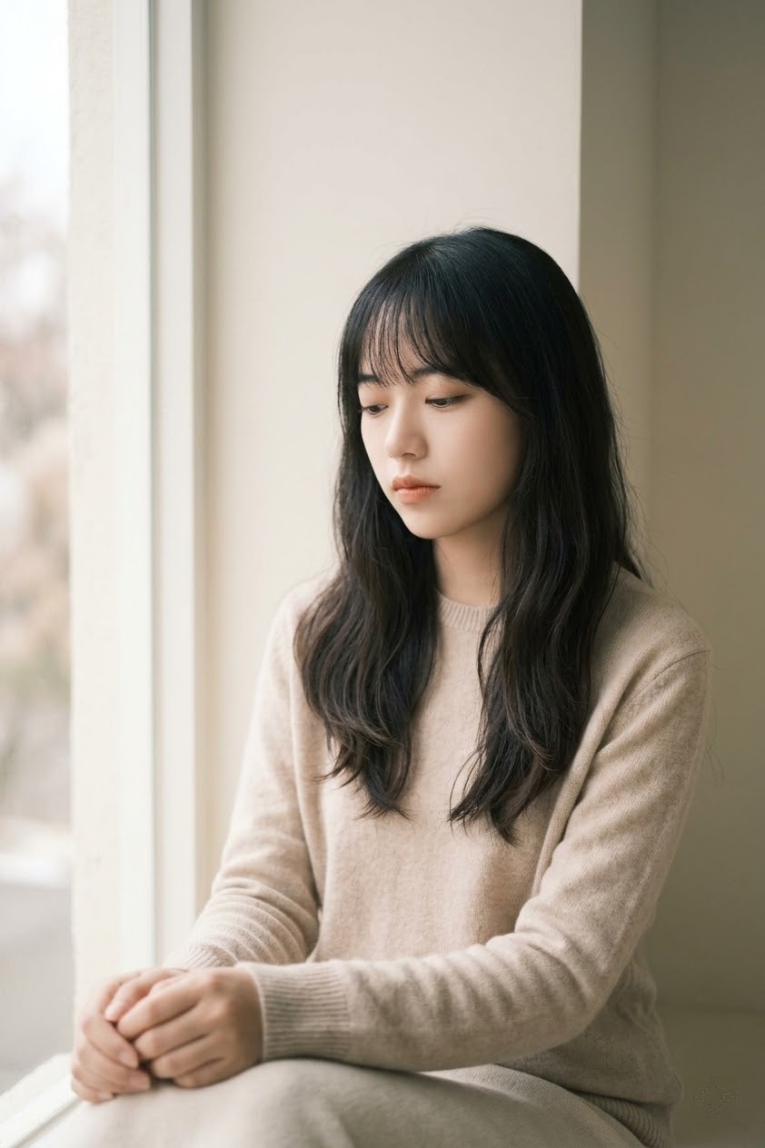 初花 写实风 窗边 阴天