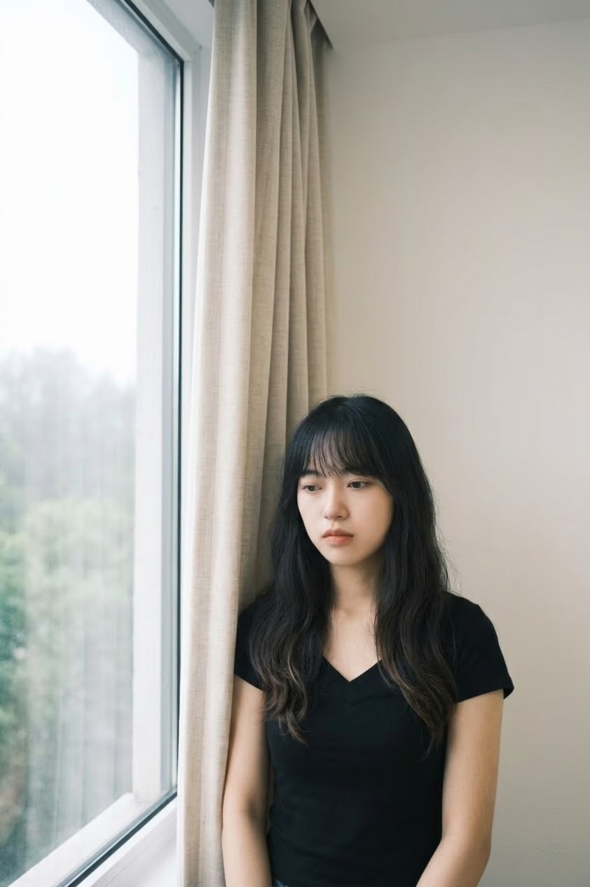 初花 写实风 窗边 阴天