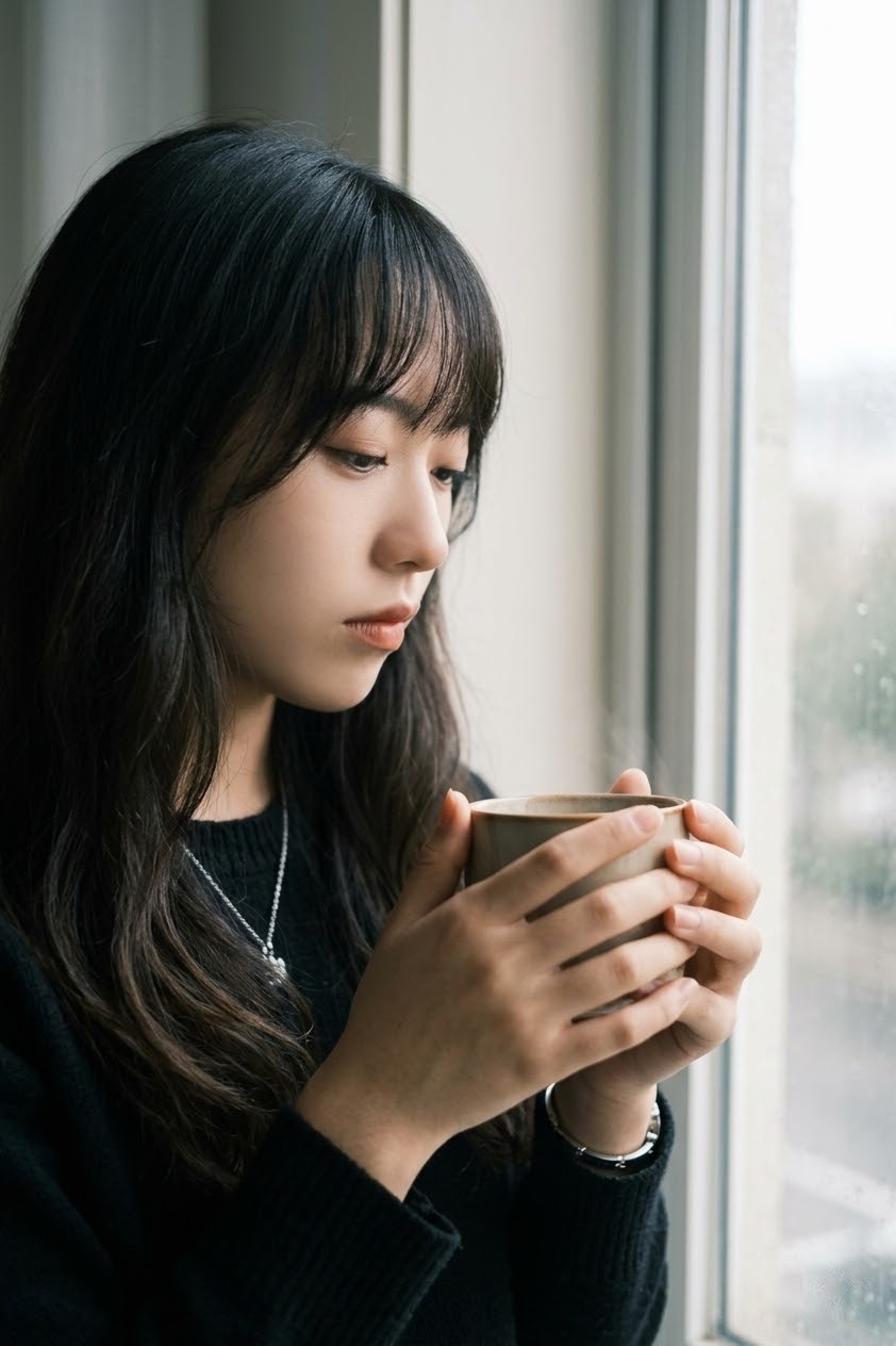 初花 写实风 窗边 阴天